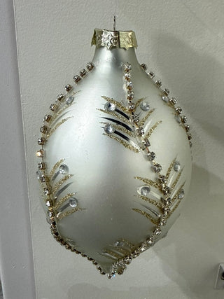 White & Gold Leaf Glass Ornament – 2 Styles - Sassy Inspiration – in-store photo