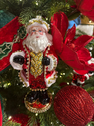 Jeweled Glass Santa Ornament – 8" - Sassy Inspiration – in-store photo