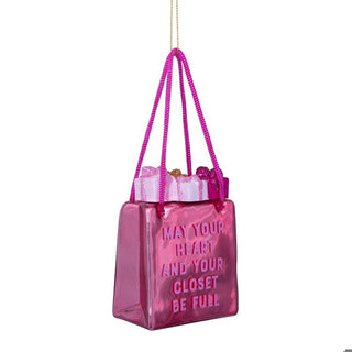 Vondels Full Heart Shopping Bag Glass Ornament
