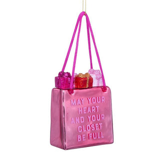 Vondels Full Heart Shopping Bag Glass Ornament
