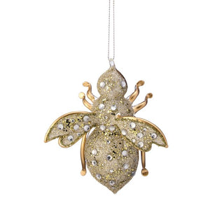 4" Glass Jeweled Glitter Bee Ornament – Champagne - Sassy Inspiration