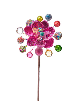 13.5" Multi Jeweled Mini Magnolia Stem – Fuchsia - Sassy Inspiration