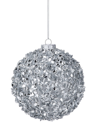 5" Glitter Sequin Ball Ornament – Silver - Sassy Inspiration