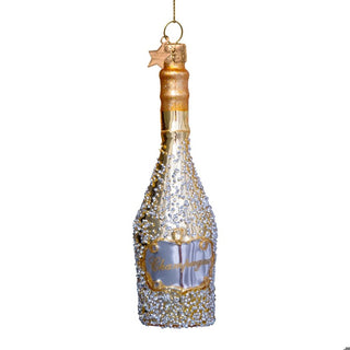 Vondels Golden Celebration Champagne Bottle Glass Ornament