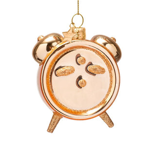Vondels Wine O'Clock Gold Alarm Clock Glass Ornament