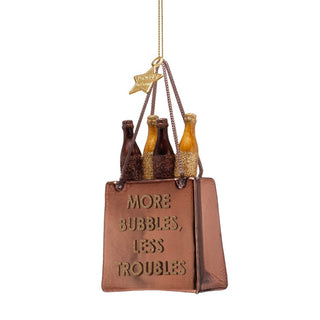 Vondels More Bubbles Less Troubles Shopping Bag Glass Ornament