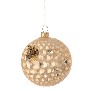 4" Glass Honeycomb & Bee Ornament – Pink & Champagne - Sassy Inspiration