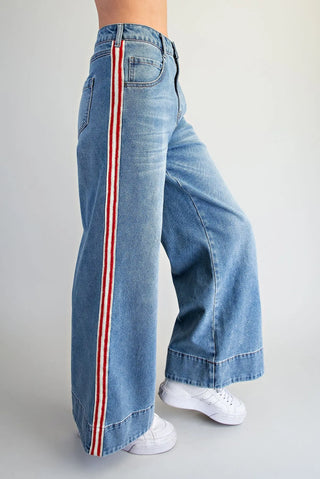 Rally Stripe Wide Leg Jeans