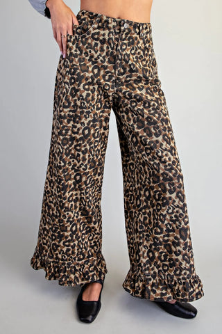 Wild Ruffle Leopard Mineral Wash Pants