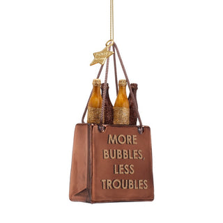 Vondels More Bubbles Less Troubles Shopping Bag Glass Ornament