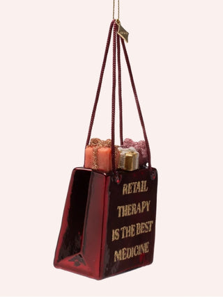 Retail Therapy Is the Best Medicine Glass Ornament by Vondels