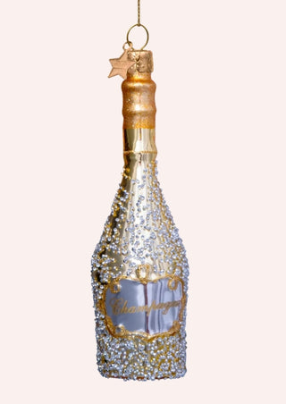 Vondels Golden Celebration Champagne Bottle Glass Ornament