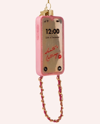 Vondels Call Me Sassy Pink Phone Glass Ornament