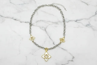 Mixed Metal Clover Charm Necklace - Sassy Inspiration