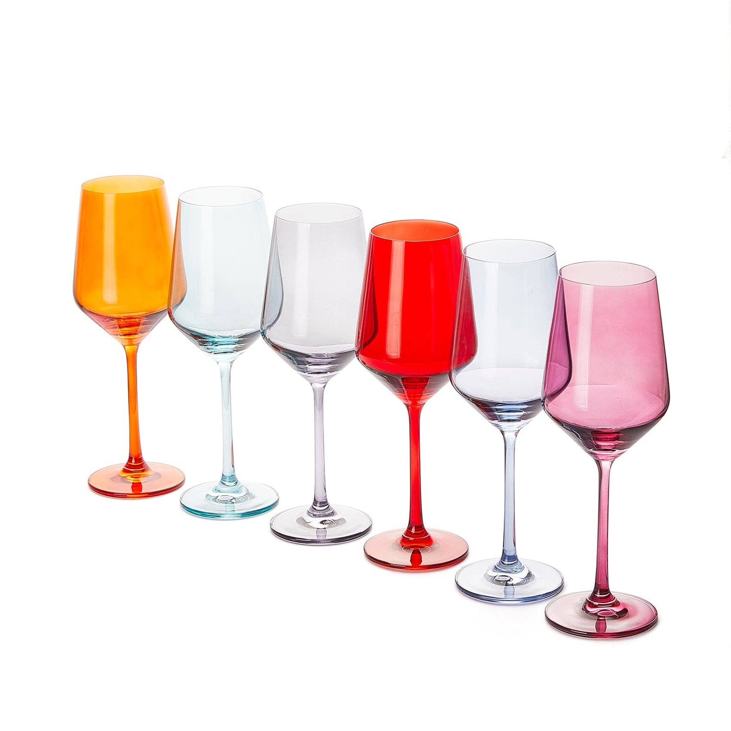 Colored Wine Glass Set, Large 12 oz Glasses Set of 6