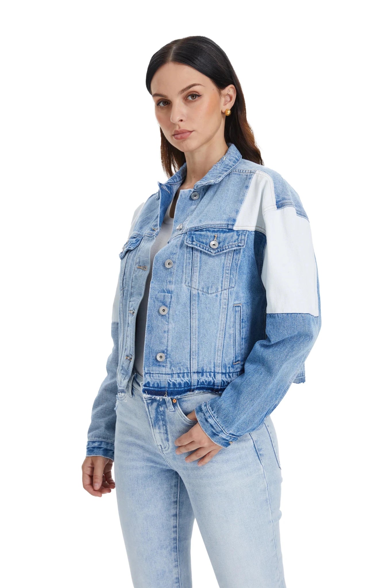 Authentic Patchwork Denim Jacket – Blue - Sassy Inspiration