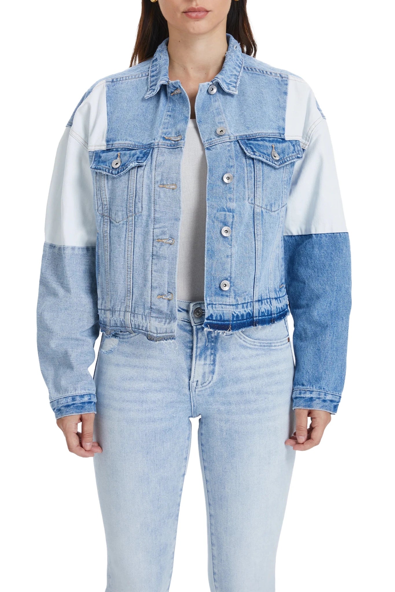 Authentic Patchwork Denim Jacket – Blue - Sassy Inspiration