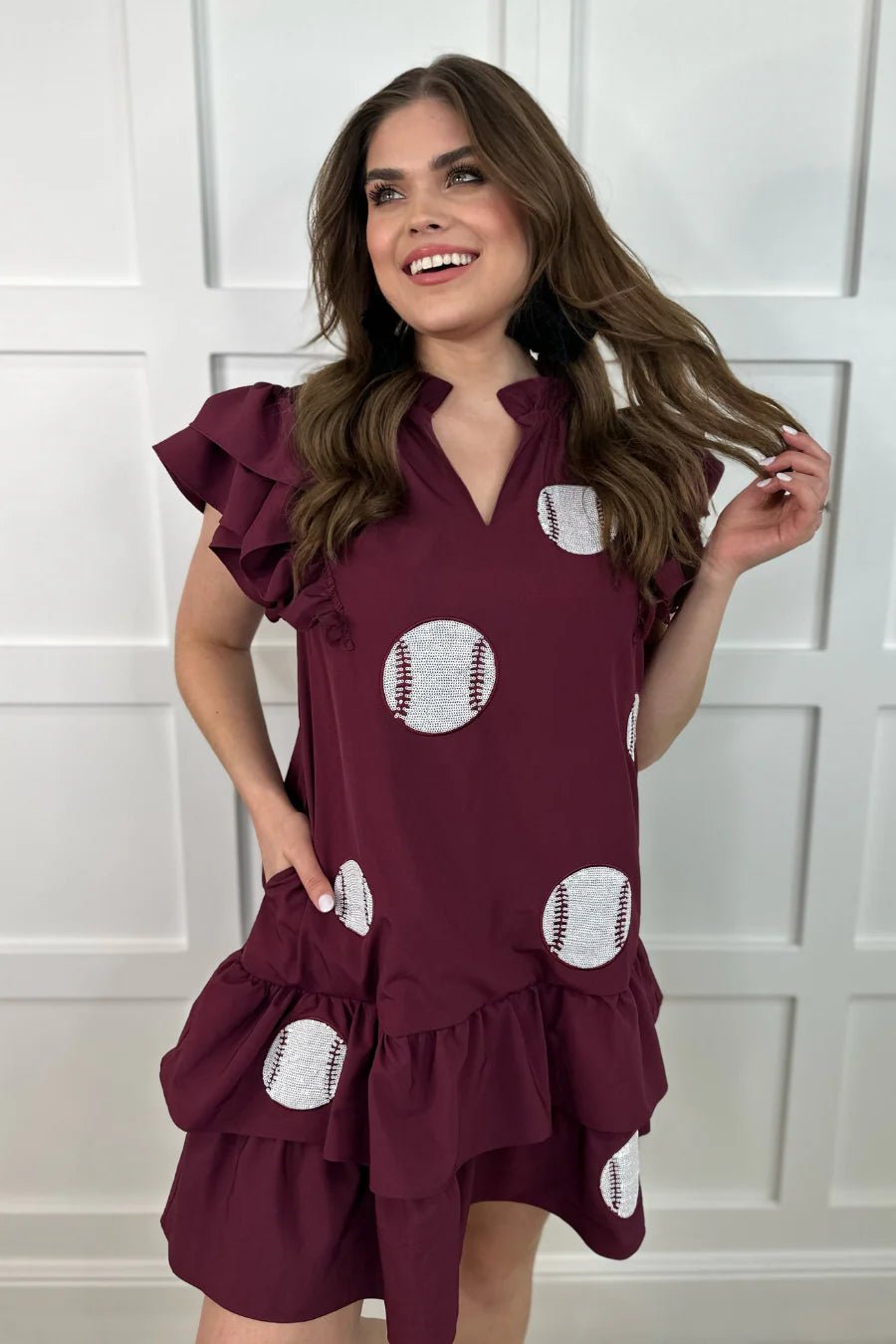 sequin baseball dress Sequins Baseball Patch Gameday Dress Royal