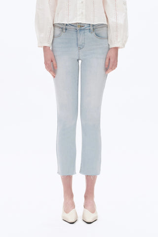 Bayeas Mid Rise Straight Raw Edge Denim Jeans - Sassy Inspiration