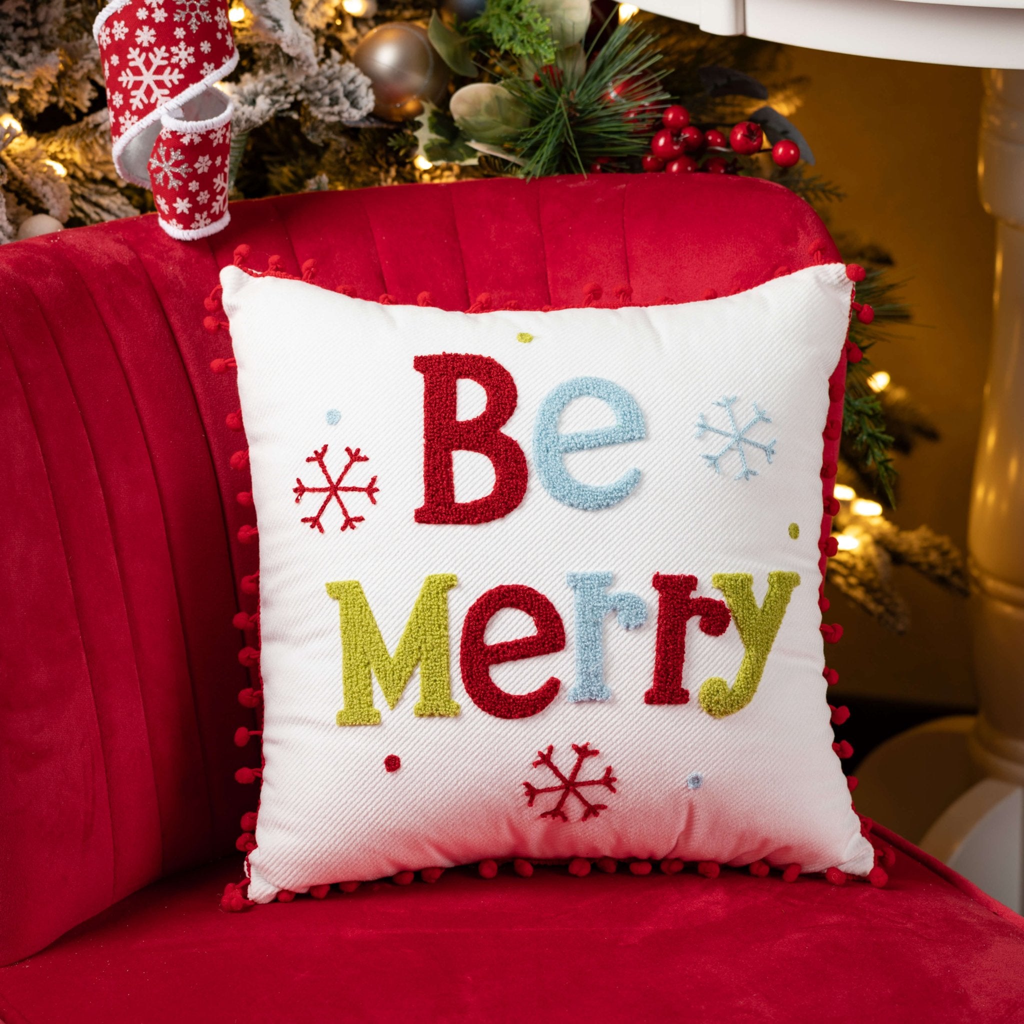 BE MERRY HOLIDAY TOSS PILLOW - Sassy Inspiration