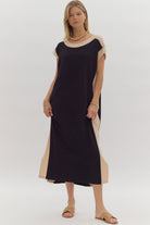 Black and Tan Block Dress - Sassy Inspiration