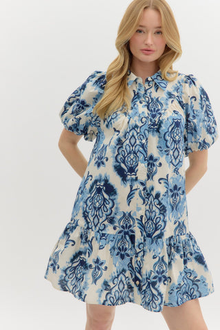 Boho - inspired short puff sleeve ruffle hem mini dress - Ivory - Sassy Inspiration