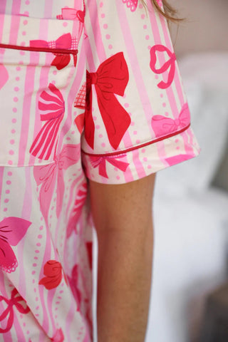 Bow Romance Ruffle Pajama Set - Sassy Inspiration