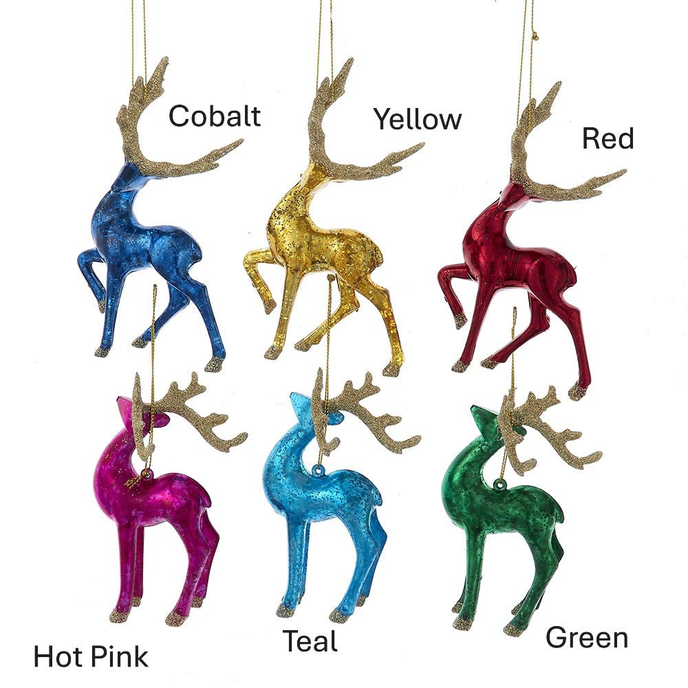 Bright Color Reindeer Ornaments, 6 Assorted Colors - Sassy Inspiration