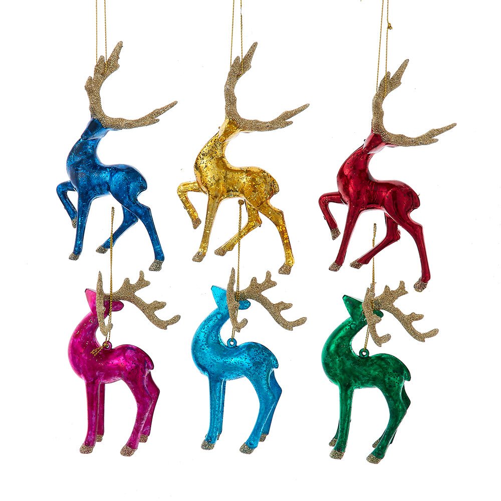 Bright Color Reindeer Ornaments, 6 Assorted Colors - Sassy Inspiration