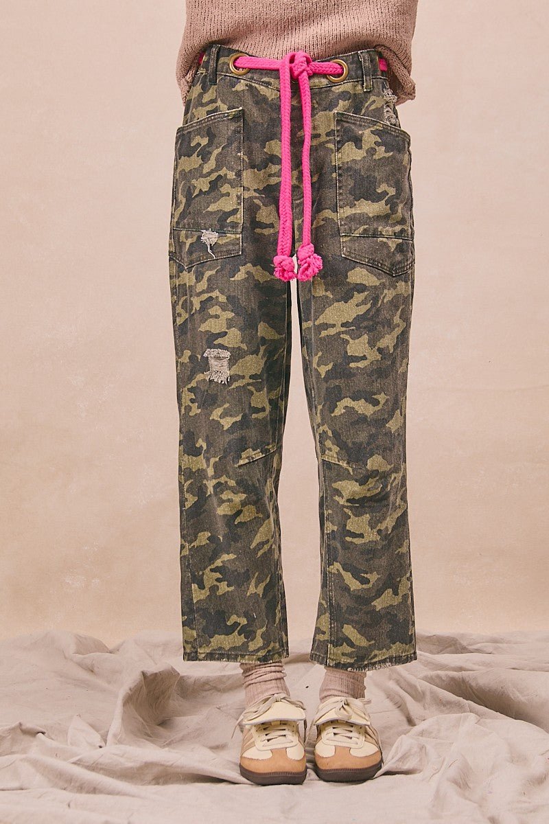 Camo pants w/ Pink Braided Belt - Sassy Inspiration