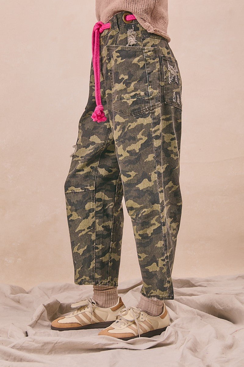 Camo pants w/ Pink Braided Belt - Sassy Inspiration