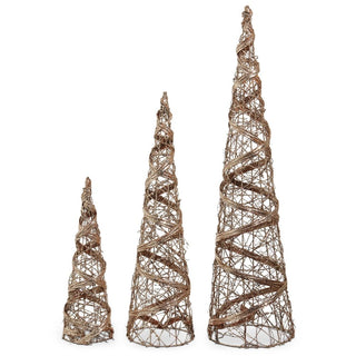 Champagne Vine Wrapped Cone Trees – Set of 3 - Sassy Inspiration