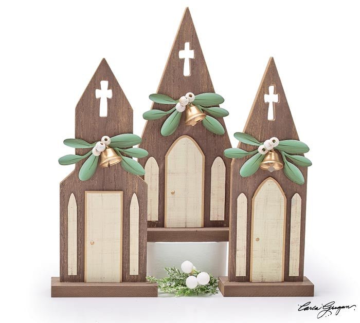 CHRISTMAS CHURCH W/MISTLETOE S/3 - Sassy Inspiration