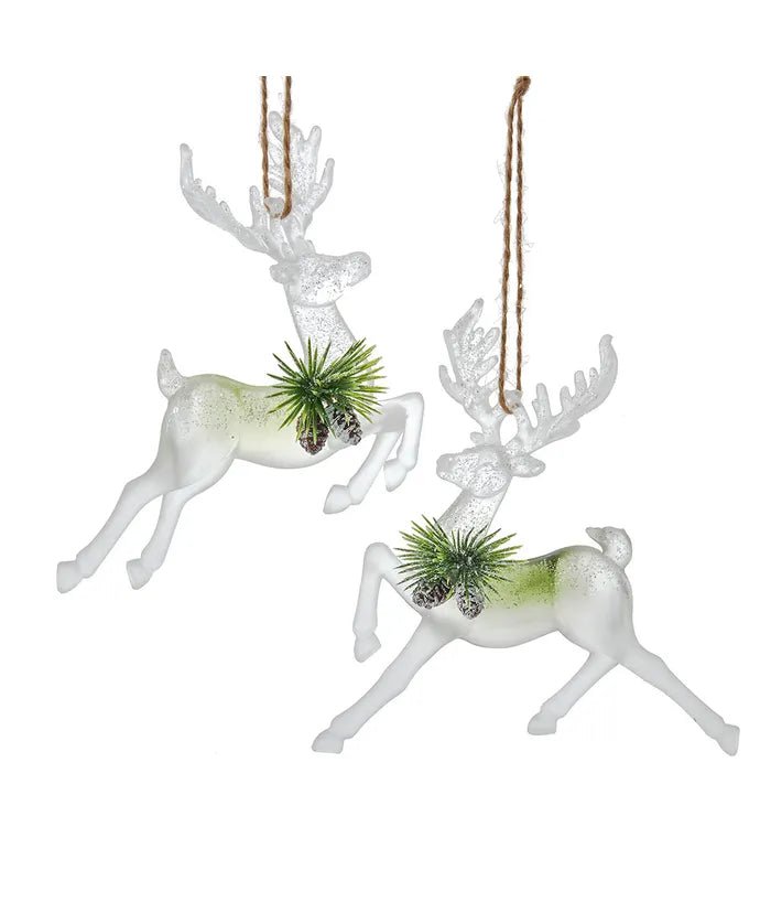 Clear and Sage Reindeer Ornaments, 2 Assorted - Sassy Inspiration