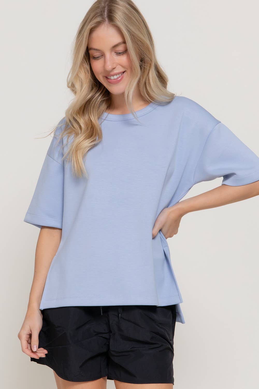 Cloud Nine Oversized Scuba Knit Top - Sassy Inspiration