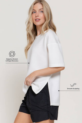 Cloud Nine Oversized Scuba Knit Top - Sassy Inspiration