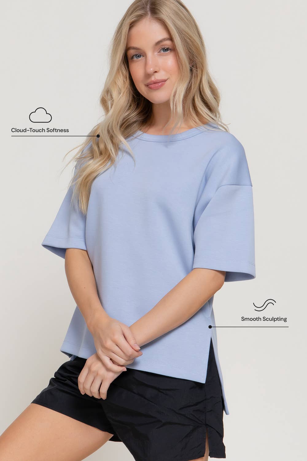 Cloud Nine Oversized Scuba Knit Top - Sassy Inspiration