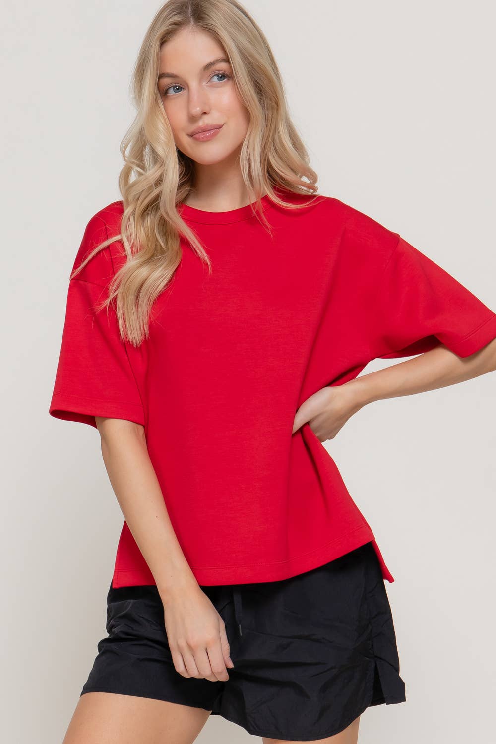 Cloud Nine Oversized Scuba Knit Top - Sassy Inspiration