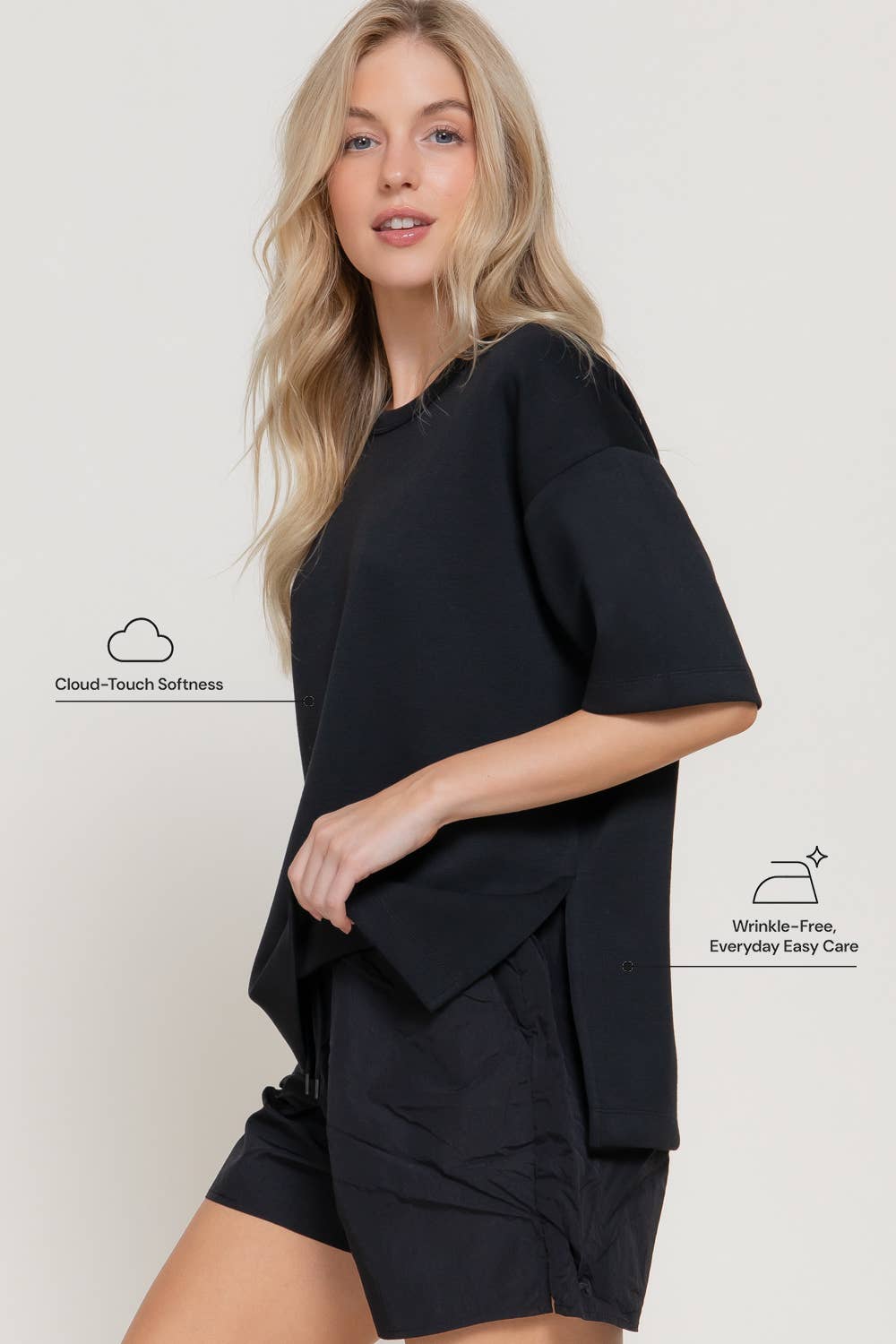 Cloud Nine Oversized Scuba Knit Top - Sassy Inspiration