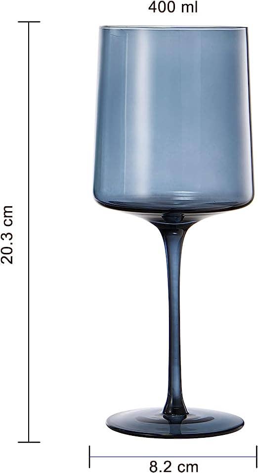 Colored Square Crystal Wine Glasses Set of 4 Large 13.5 oz - Sassy Inspiration