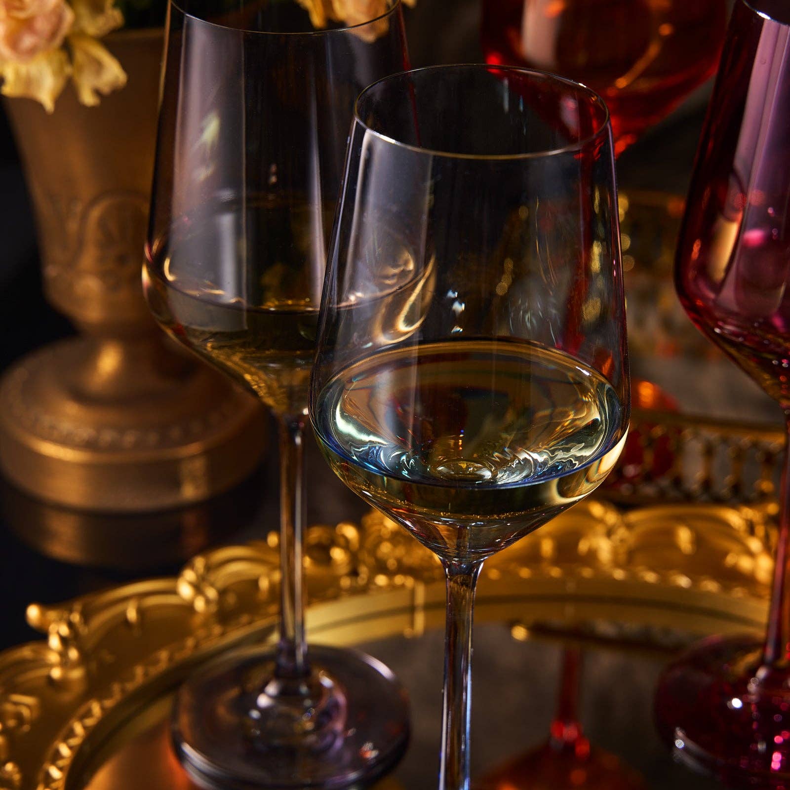 Colored Wine Glass Set, Large 12 oz Glasses Set of 6 - Sassy Inspiration