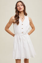 COTTON MINI DRESS WITH DRAWSTRING - Sassy Inspiration