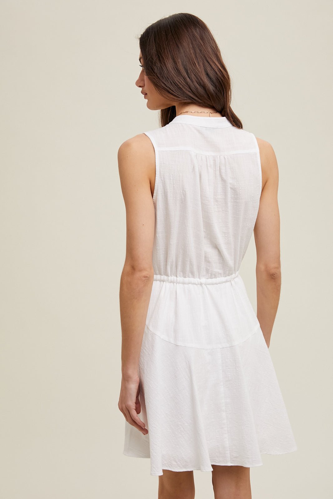 COTTON MINI DRESS WITH DRAWSTRING - Sassy Inspiration