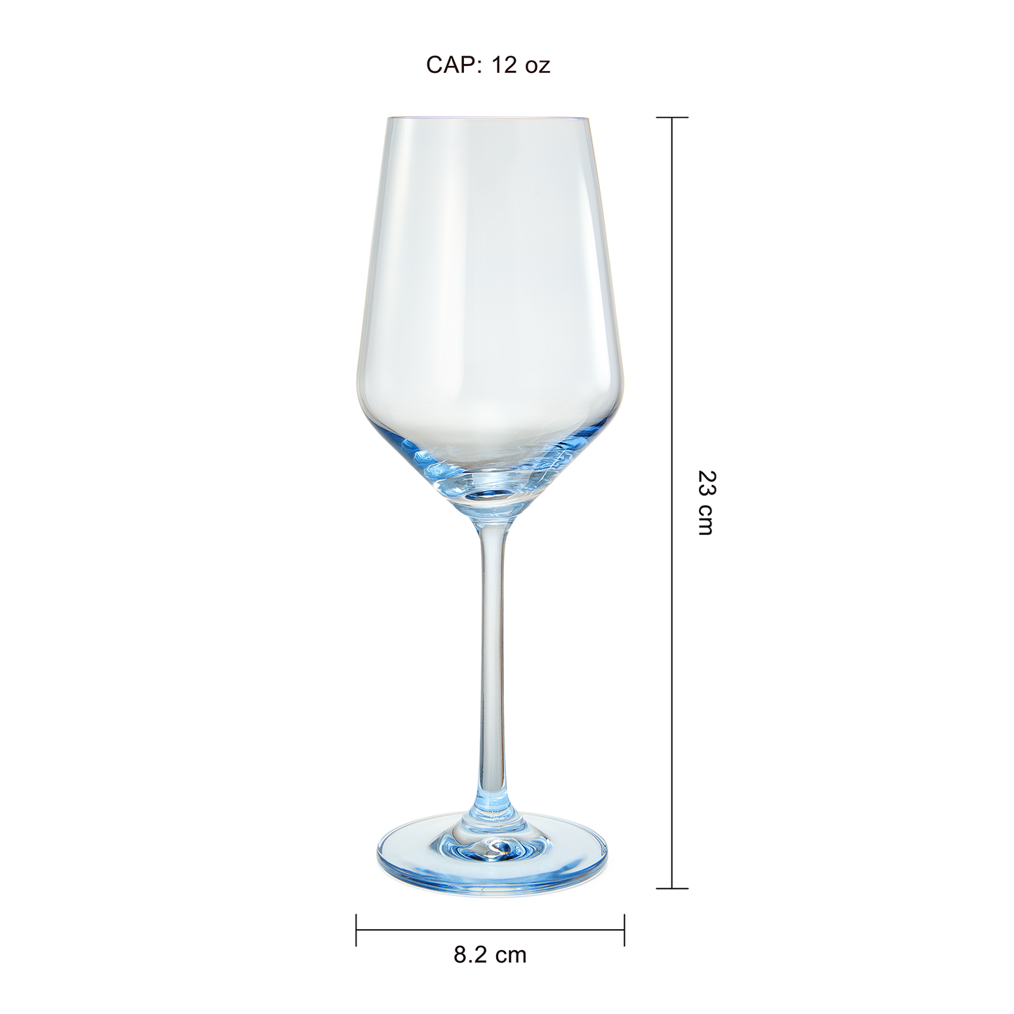 6 Shades of Blue Colored Crystal Wine Glass Set