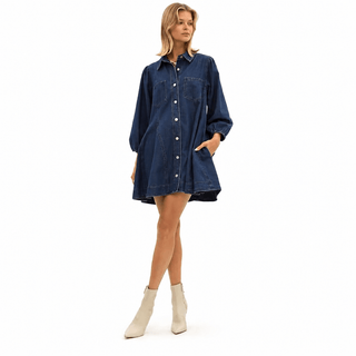 Dark Denim Mini Dress - Sassy Inspiration