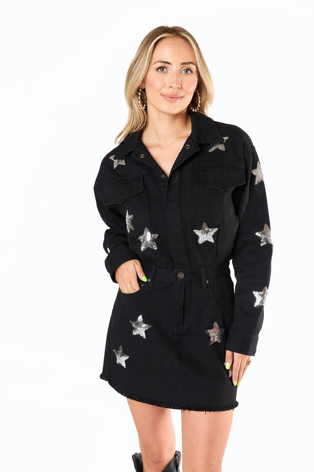 Denim Mini Dress - Black - Sassy Inspiration