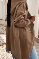 Drawstring Hooded Zip Up Sweatshirt - Sassy Inspiration