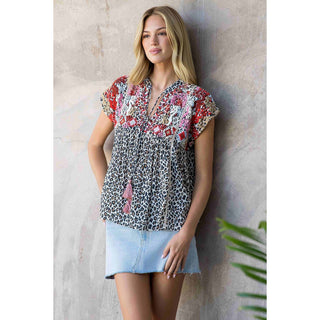 Wildly Chic Embroidered Leopard Top