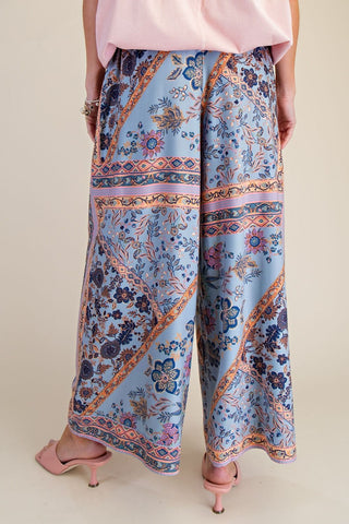 Free Spirit Printed Wide Leg Pants - Blue