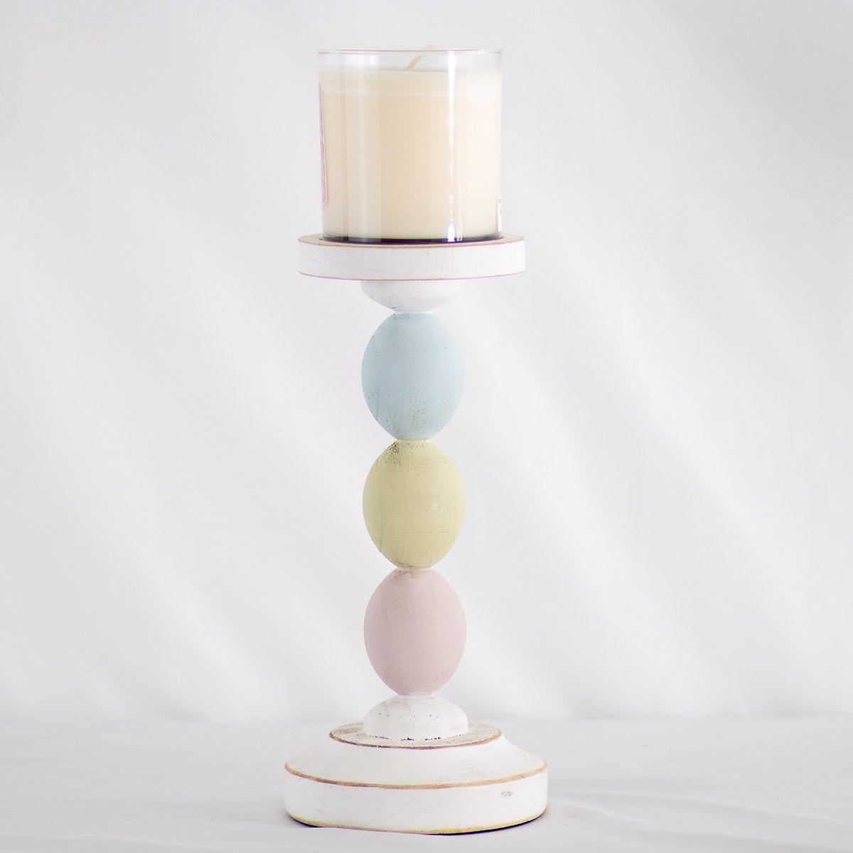 Egg Candle Holder White/Multi 10" - Sassy Inspiration